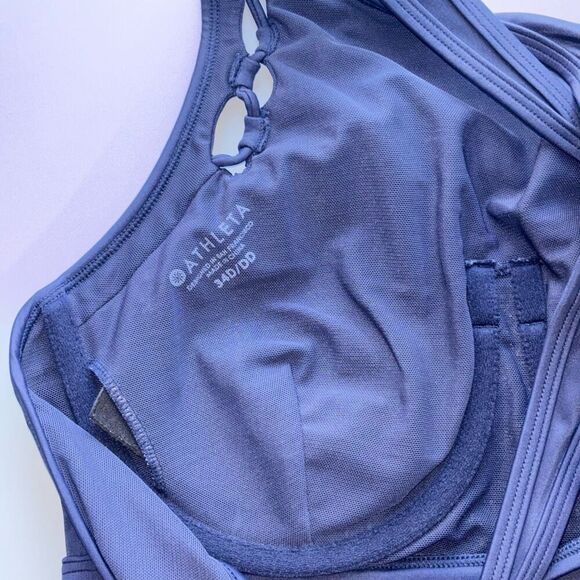 Athleta High Neck Bra Cup Loop Tankini Top blue 34D / DD - Picture 3 of 11